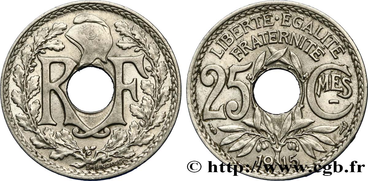 25 centimes Lindauer, Cmes souligné 1915  F.170/3 BB50 