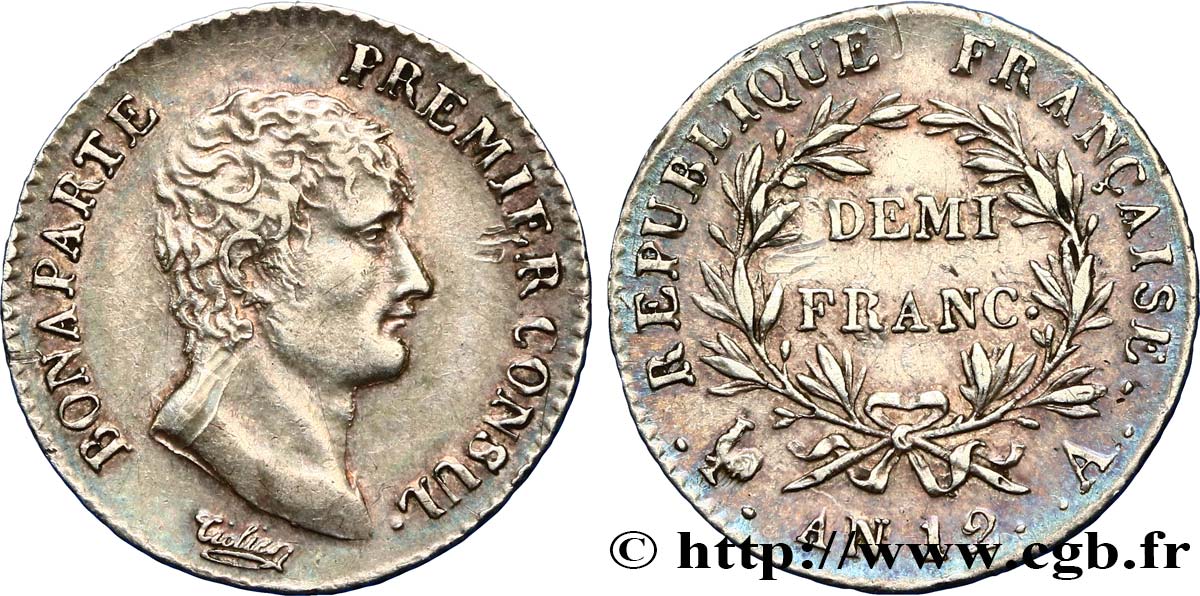 Demi-franc Bonaparte Premier Consul 1804 Paris F.173/2 MBC+ 