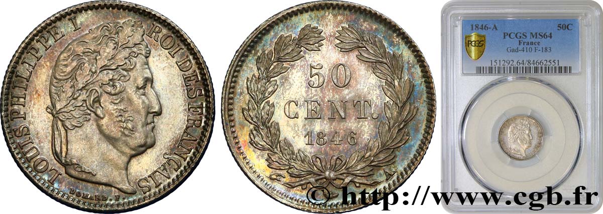 50 centimes Louis-Philippe 1846 Paris F.183/7 SPL64 PCGS