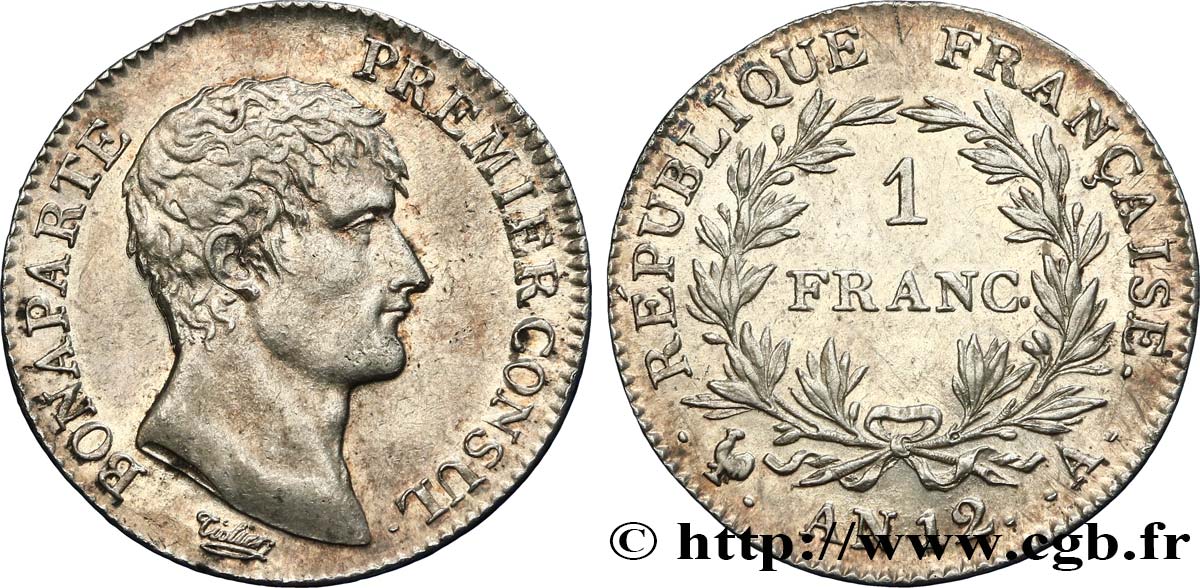 1 franc Bonaparte Premier Consul 1804 Paris F.200/8 EBC55 