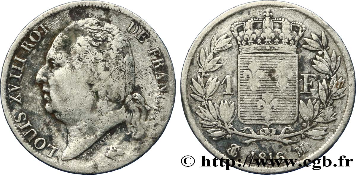 1 franc Louis XVIII 1816 Toulouse F.206/5 VF20 