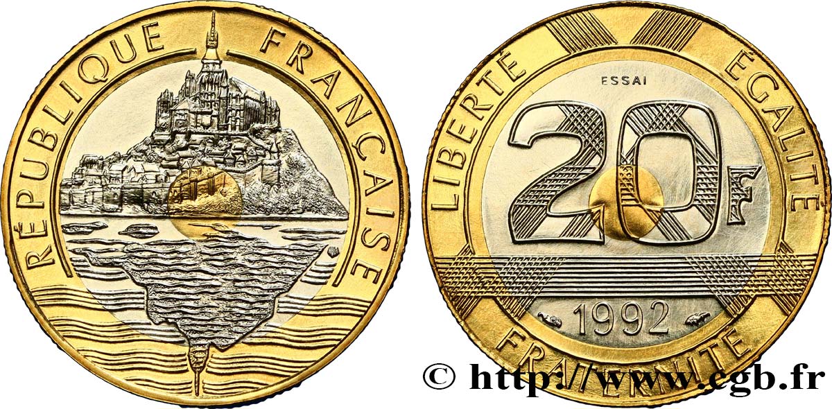 Essai de 20 francs Mont Saint-Michel 1992 Pessac F.403/1 MS 