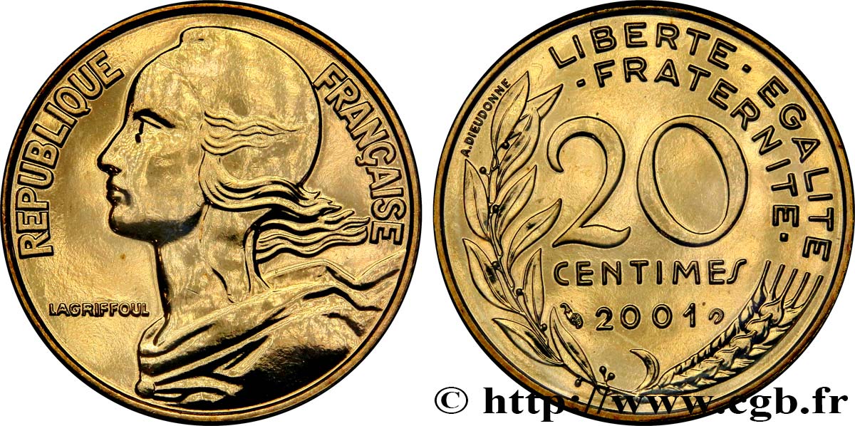 20 centimes Marianne 2001 Pessac F.156/46 FDC68 