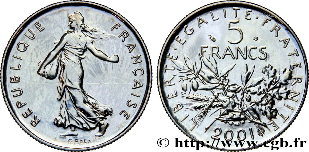 5 francs Semeuse, nickel, BU (Brillant Universel) 2001 Pessac F.341/37 ST68 