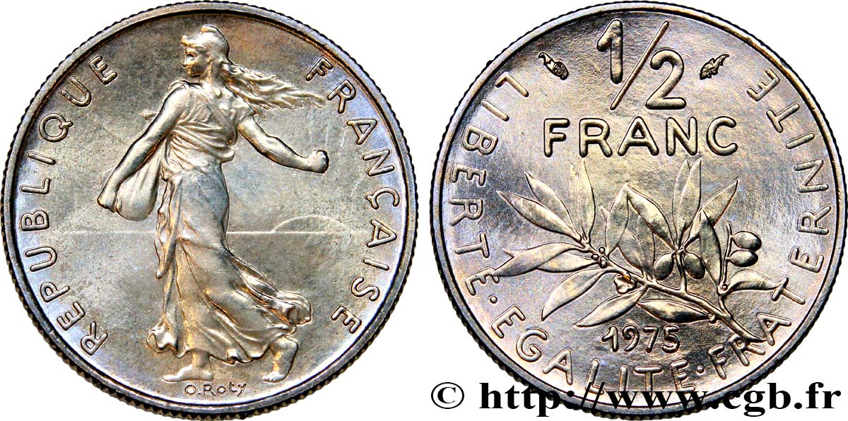 1/2 franc Semeuse 1975 Pessac F.198/14 ST68 