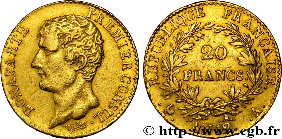 20 francs or Bonaparte Premier Consul 1804 Paris F.510/2 BB50 