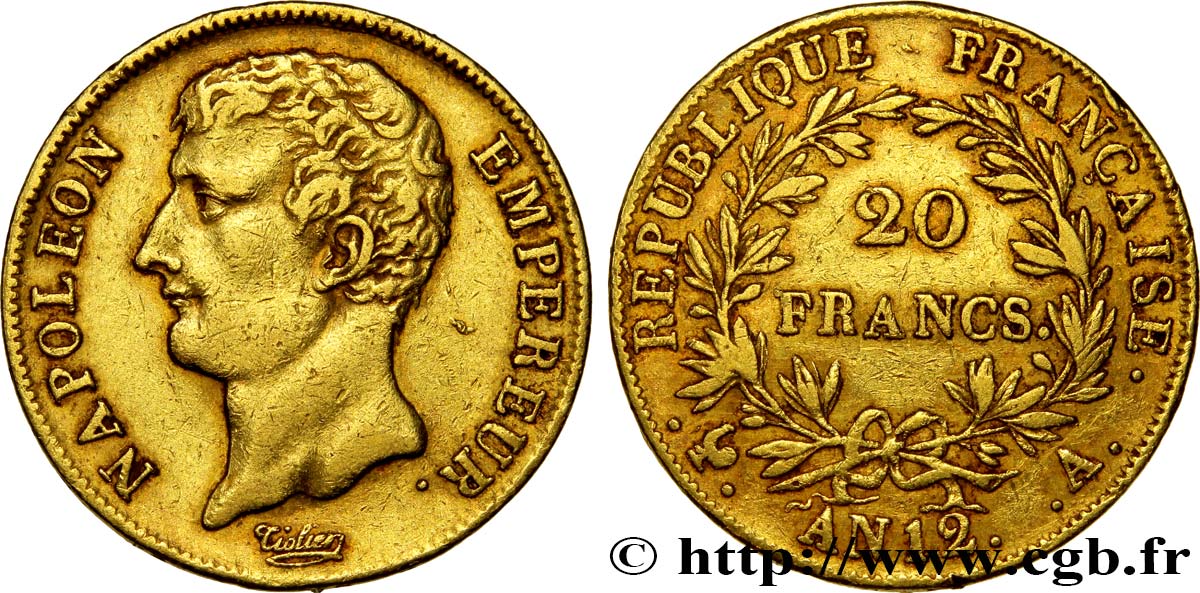 20 francs or Napoléon Empereur, buste intermédiaire 1804 Paris F.511/1 BB40 