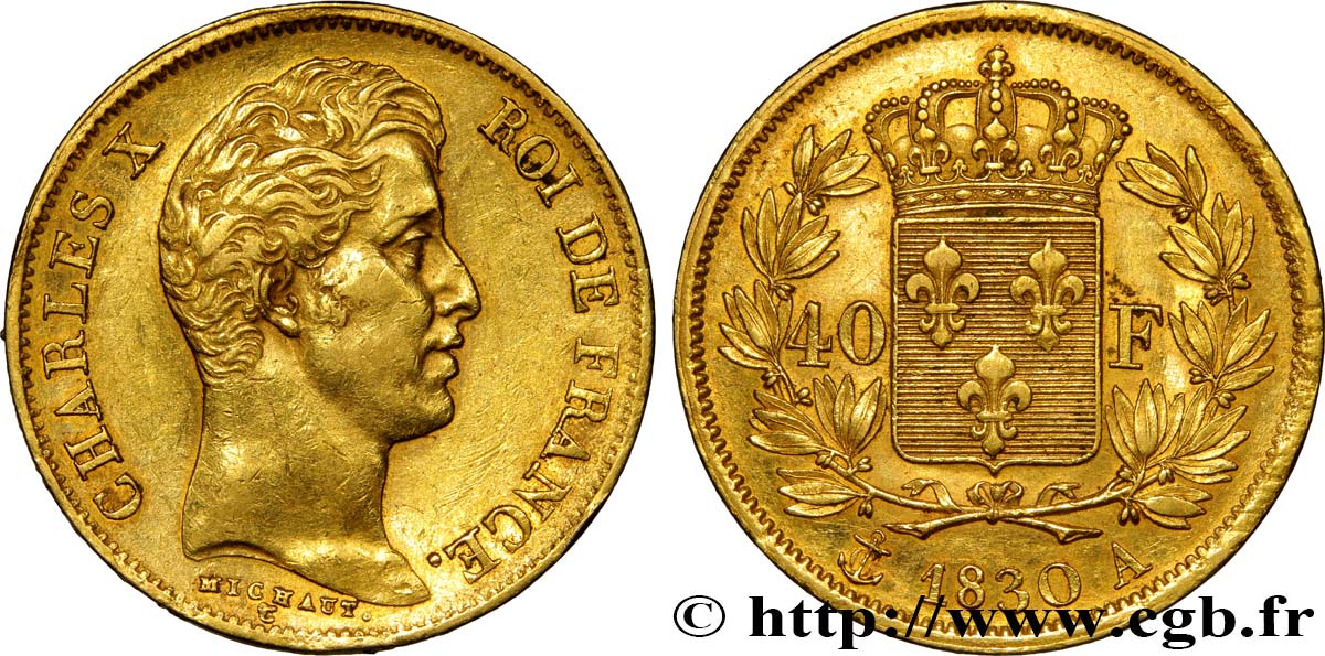 40 francs or Charles X, 2e type 1830 Paris F.544/5 MBC48 