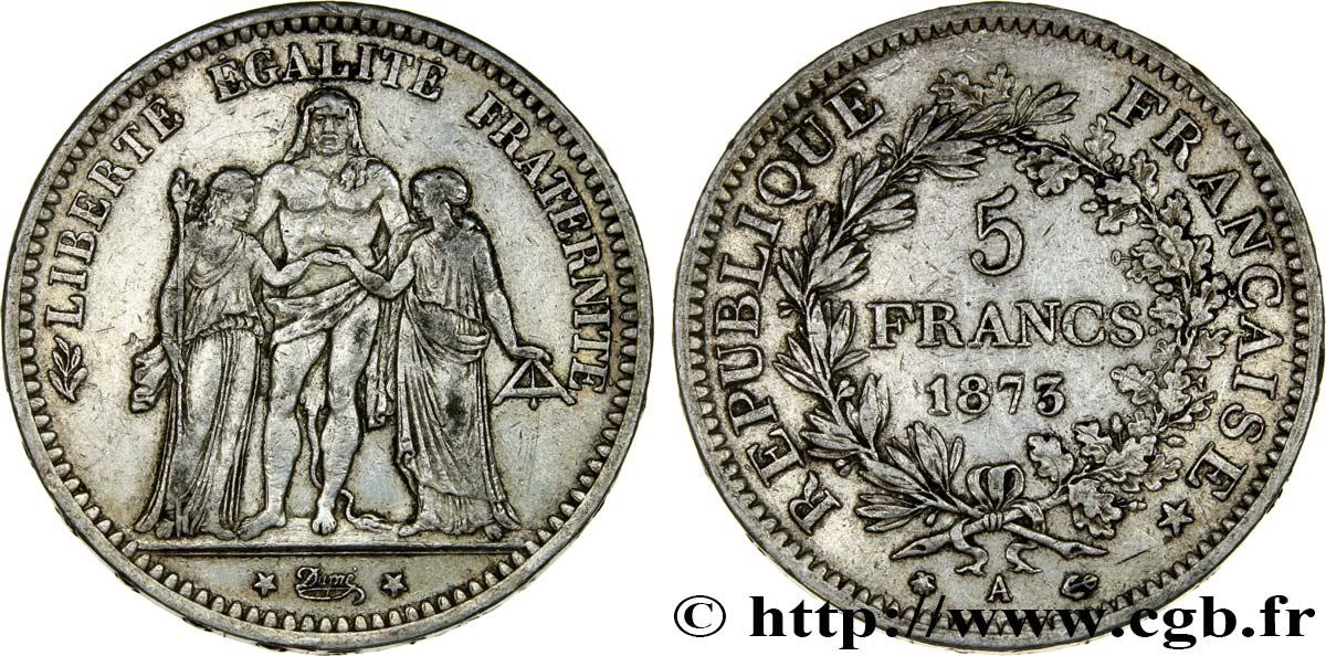 5 francs Hercule 1873 Paris F.334/9 TTB40 