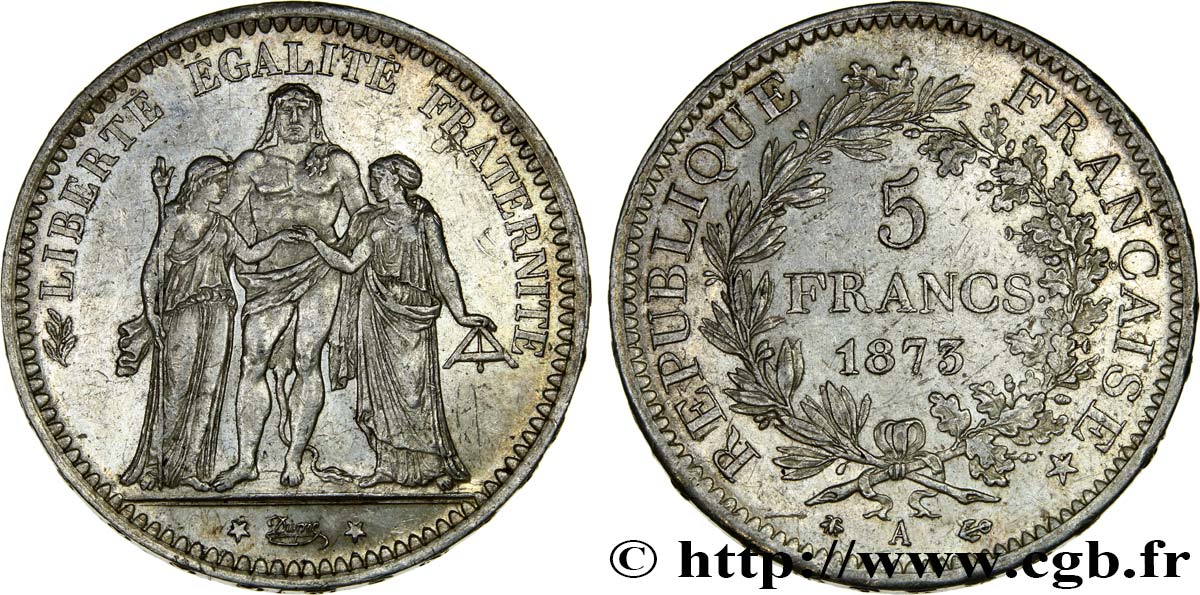 5 francs Hercule 1873 Paris F.334/9 TTB50 