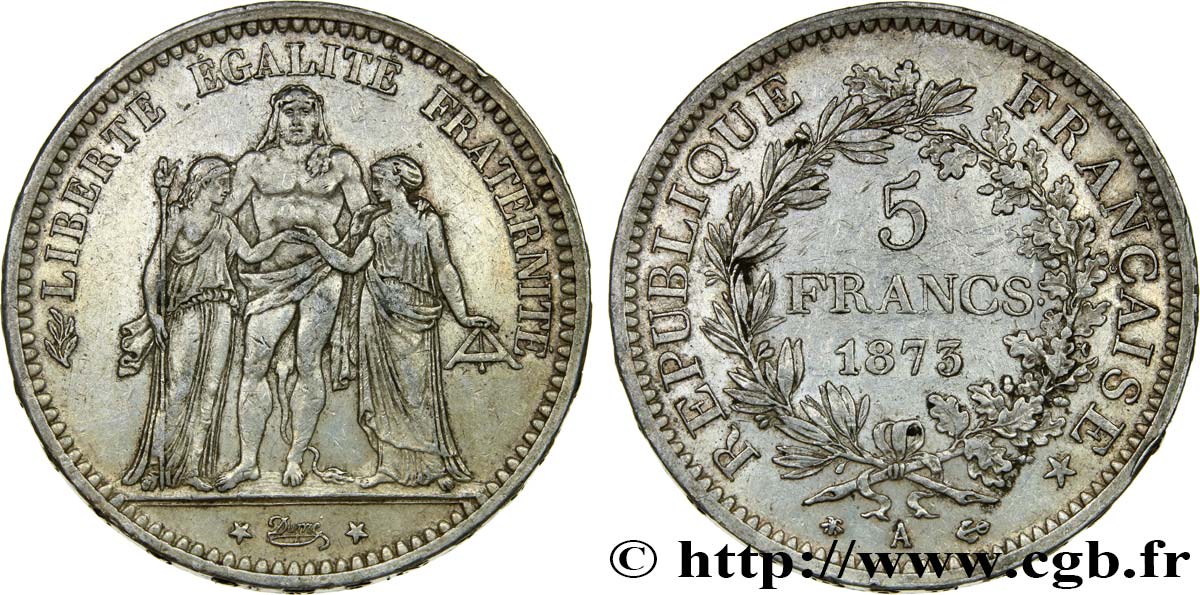 5 francs Hercule 1873 Paris F.334/9 TTB48 