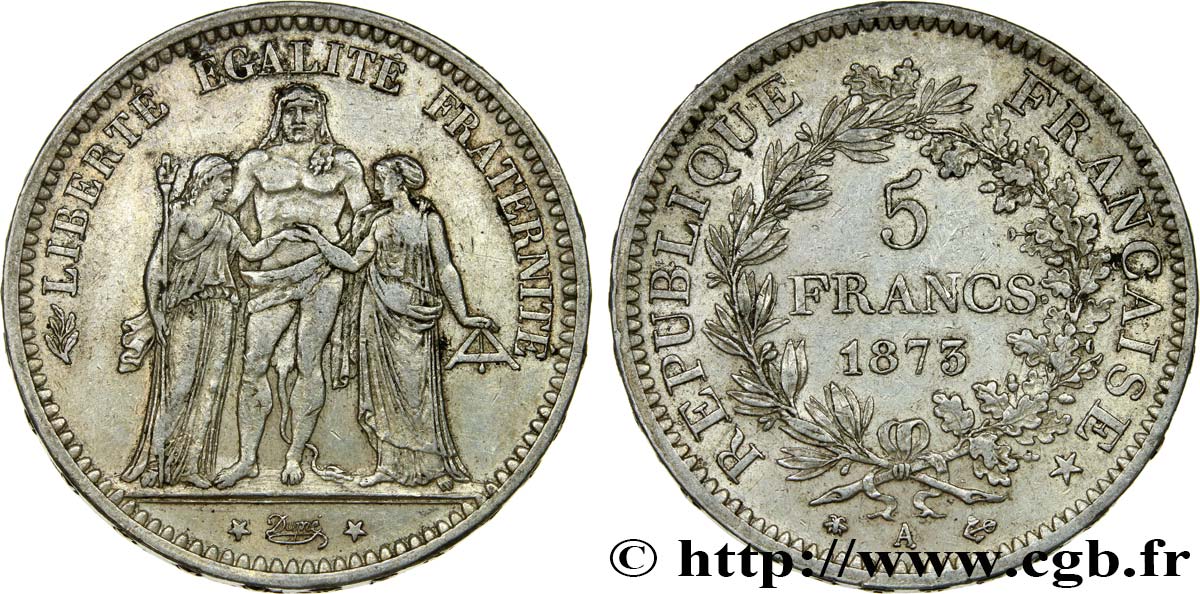 5 francs Hercule 1873 Paris F.334/9 SS40 