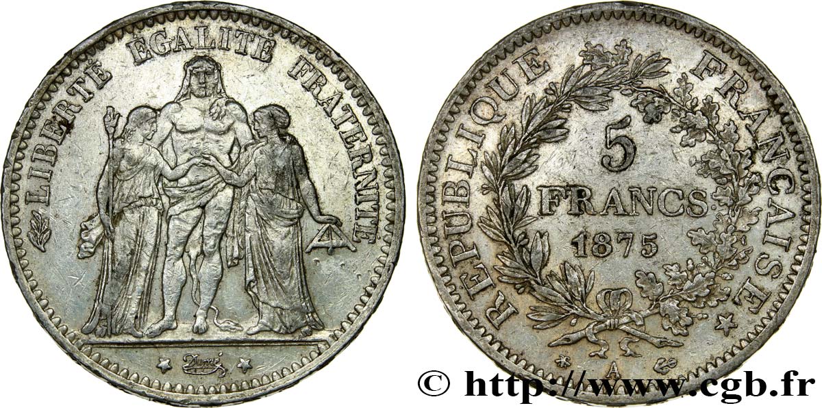 5 francs Hercule 1875 Paris F.334/14 MBC48 