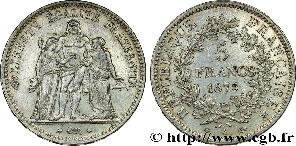 5 francs Hercule 1875 Paris F.334/14 MBC48 