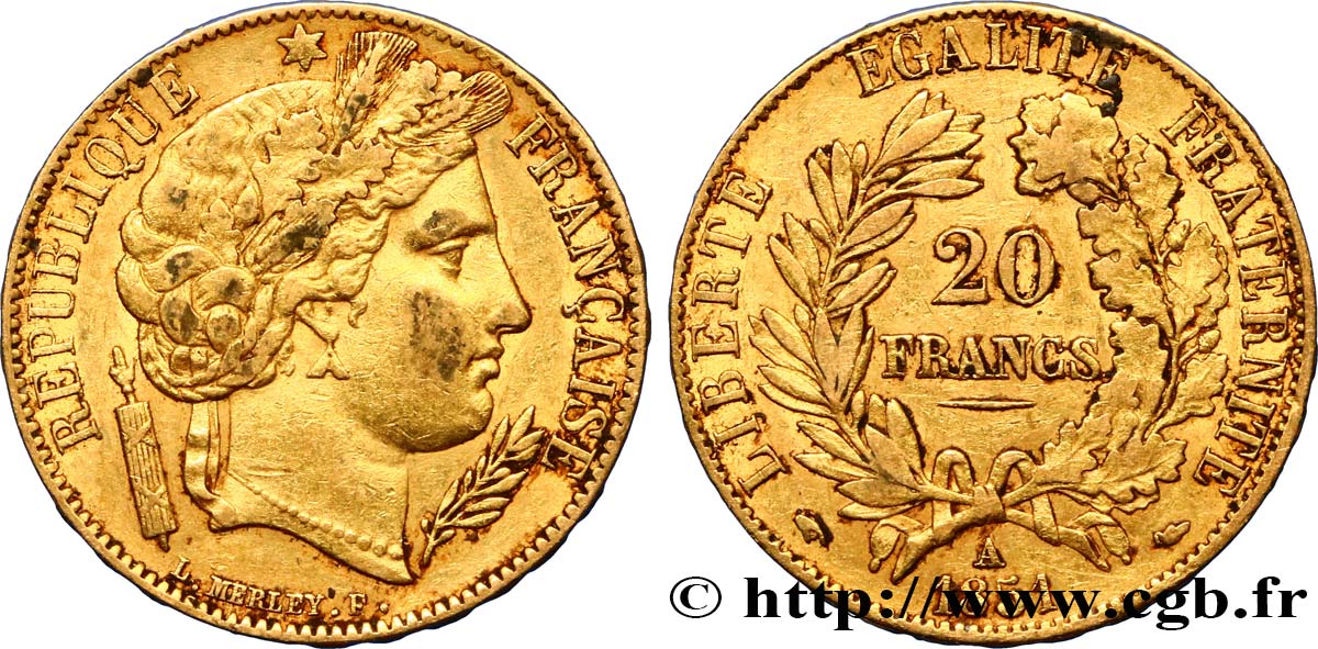 20 francs or Cérès 1851 Paris F.529/4 TTB45 