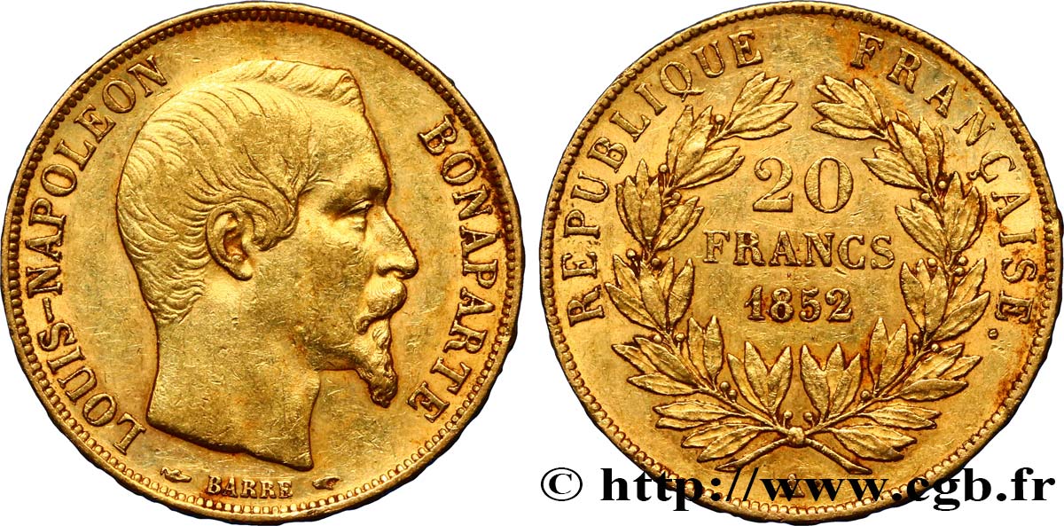 20 francs or Louis-Napoléon 1852 Paris F.530/1 BB48 