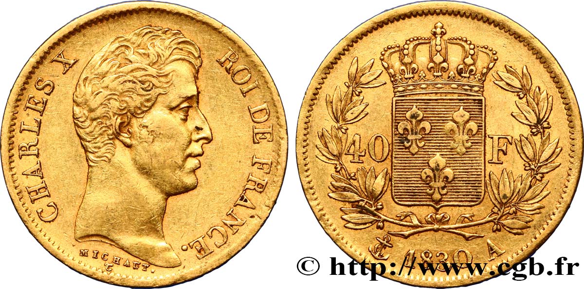 40 francs or Charles X, 2e type 1830 Paris F.544/5 SS45 