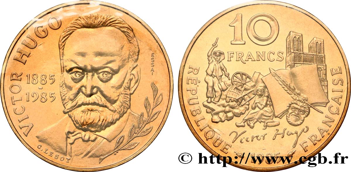 Essai de 10 francs Victor Hugo, tranche B 1985 Pessac F.370/1 MS 