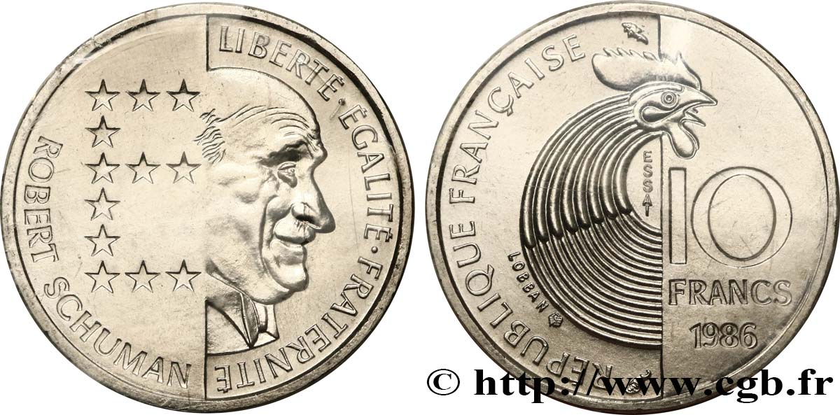 Essai de 10 francs Robert Schuman 1986 Pessac F.374/1 ST68 