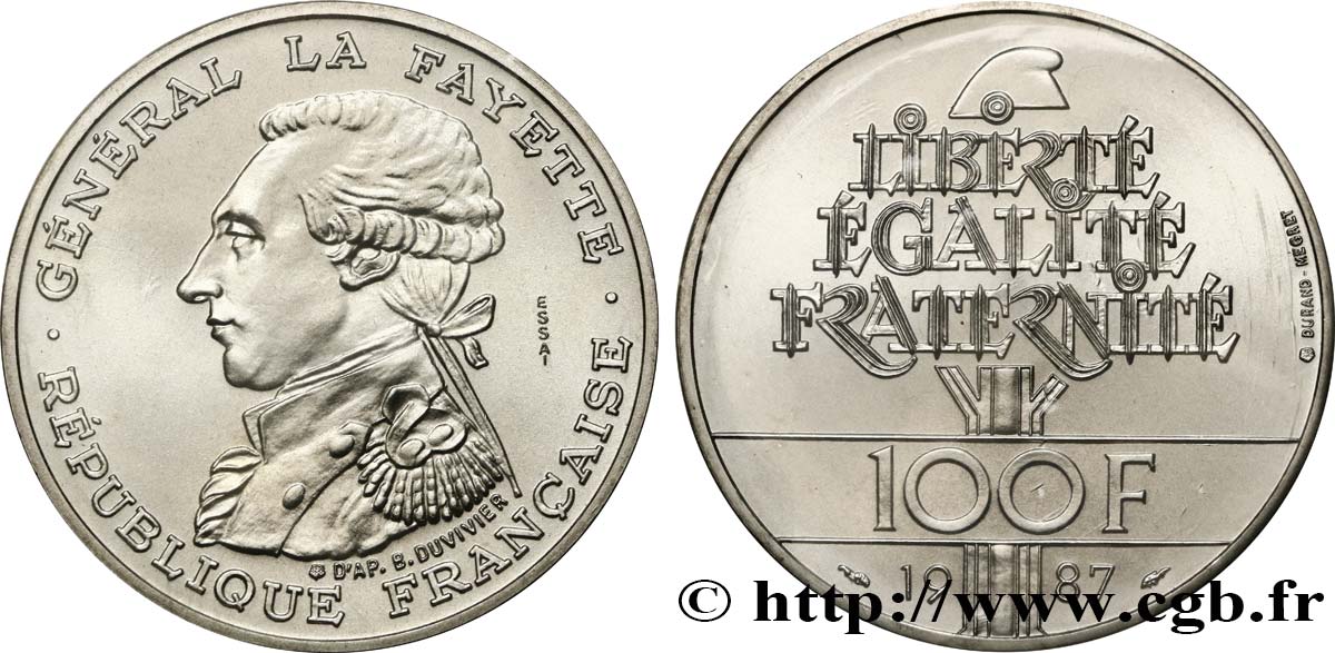 Essai de 100 francs Égalité - La Fayette 1987 Pessac F.455/1 MS68 