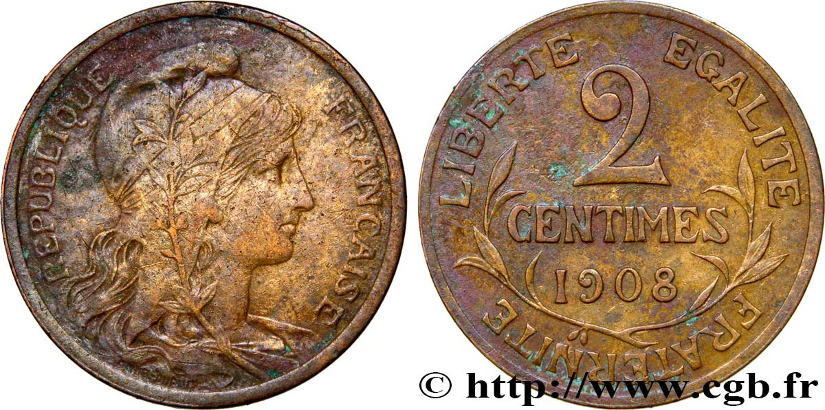 2 centimes Daniel-Dupuis 1908 Paris F.110/11 BC35 