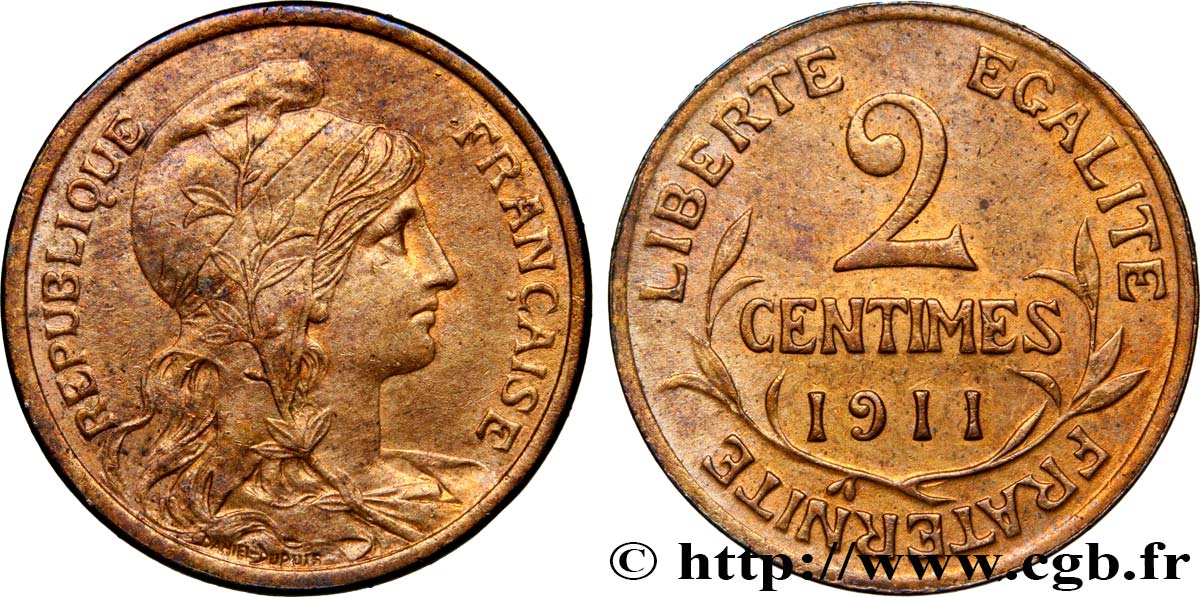 2 centimes Daniel-Dupuis 1911 Paris F.110/14 SUP58 
