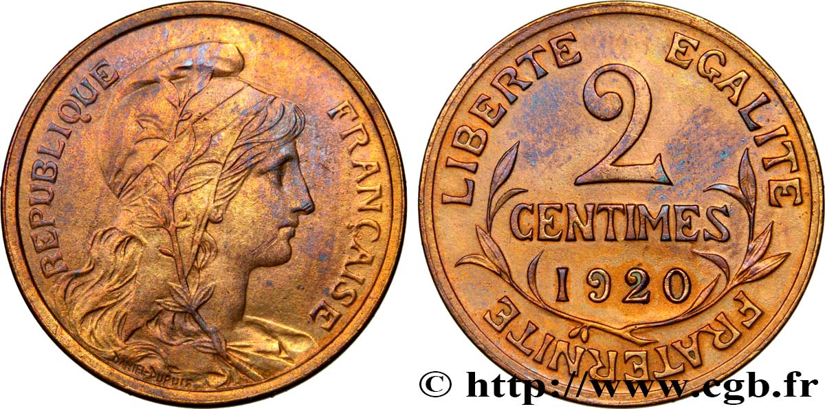 2 centimes Daniel-Dupuis 1920 Paris F.110/20 XF 