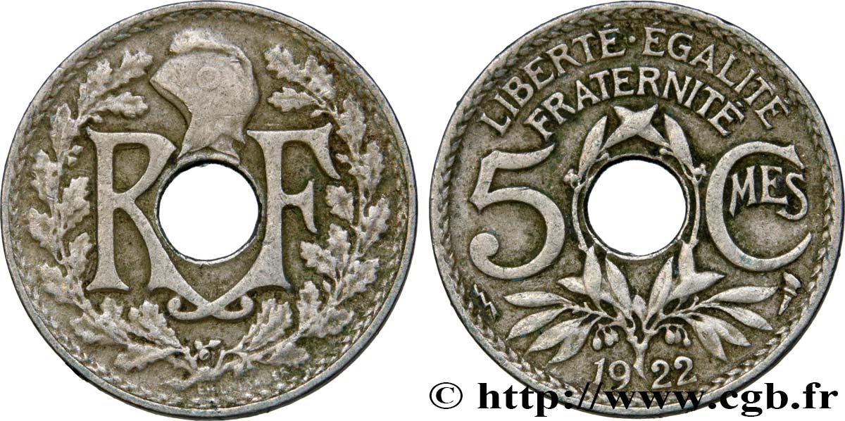 5 centimes Lindauer, petit module 1922 Poissy F.122/5 TB35 