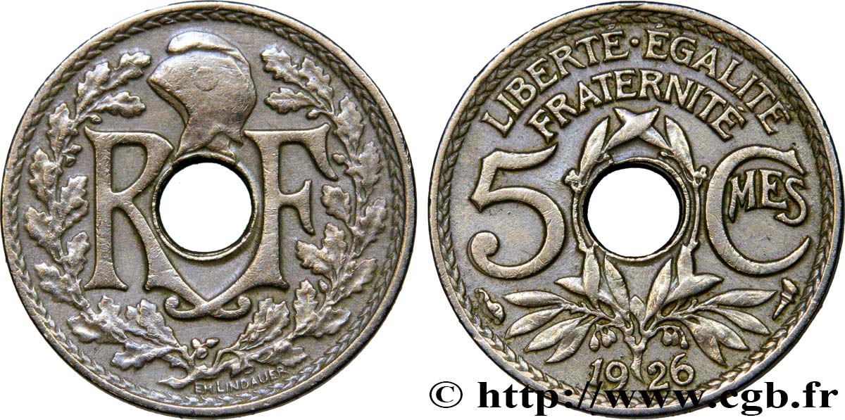 5 centimes Lindauer, petit module 1926  F.122/11 TTB 