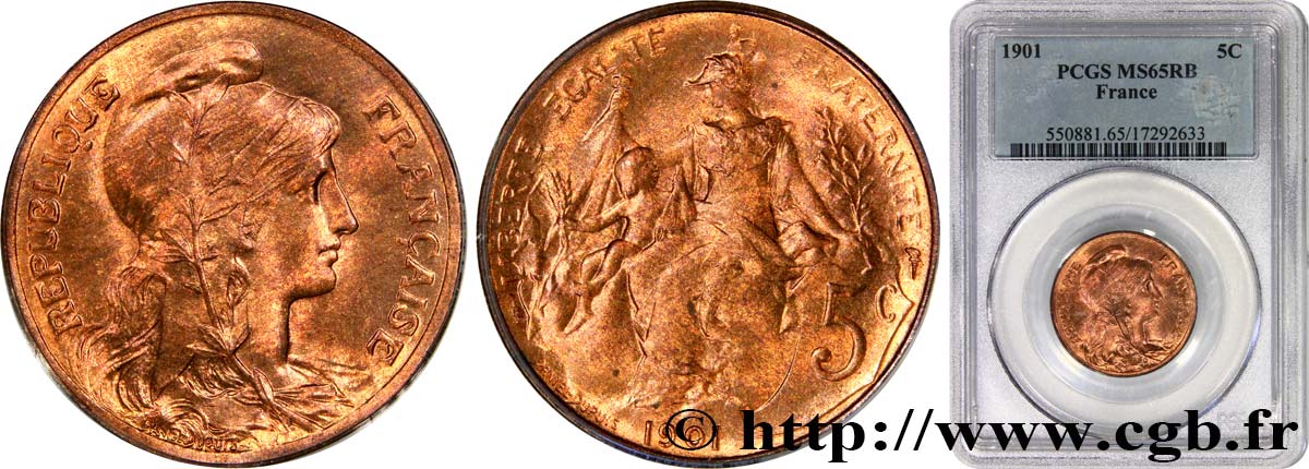 5 centimes Daniel-Dupuis 1901  F.119/11 ST65 PCGS