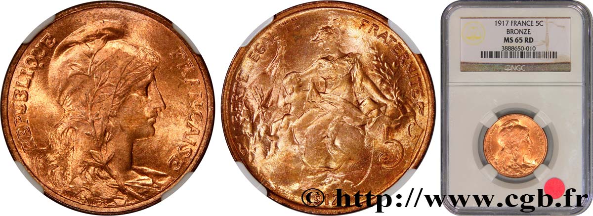 5 centimes Daniel-Dupuis 1917  F.119/30 MS65 NGC