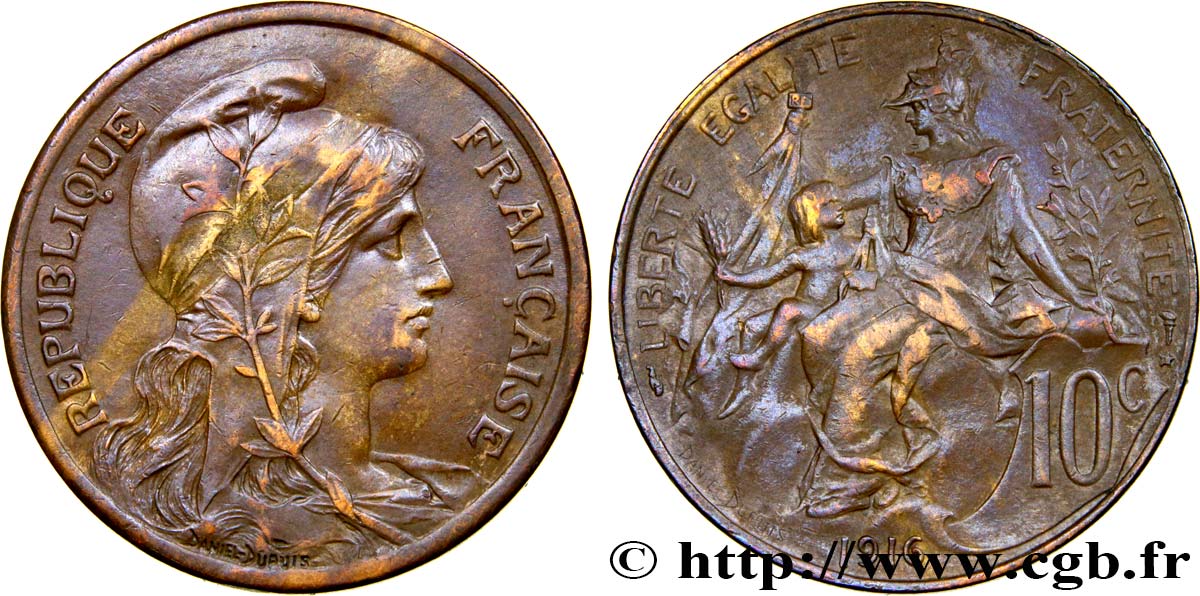 10 centimes Daniel-Dupuis 1916  F.136/27 VZ58 