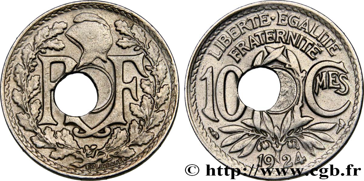 10 centimes Lindauer, trou décentré de type II 1924 Paris F.138/10 BB48 
