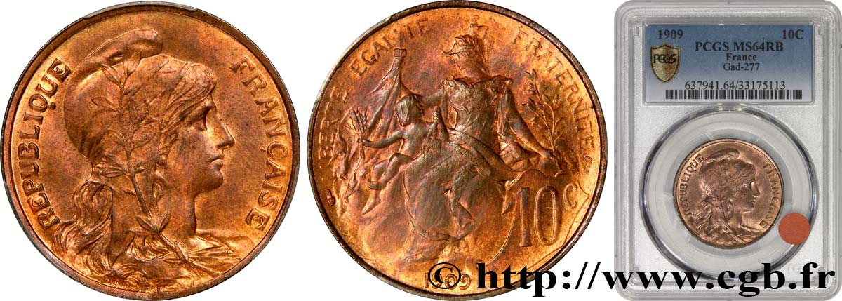10 centimes Daniel-Dupuis 1909  F.136/18 fST64 PCGS