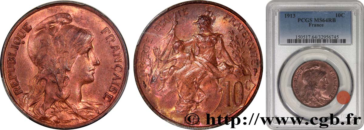 10 centimes Daniel-Dupuis 1913  F.136/22 fST64 PCGS