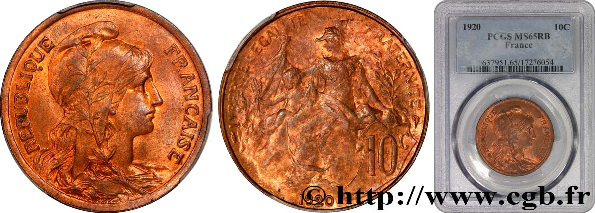 10 centimes Daniel-Dupuis 1920  F.136/29 FDC65 PCGS