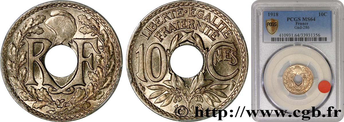 10 centimes Lindauer 1918  F.138/2 SPL64 PCGS