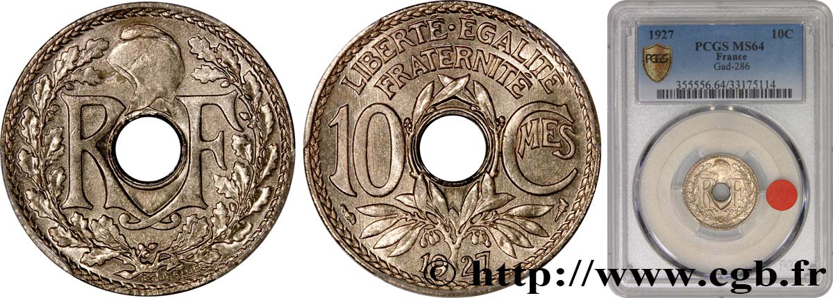 10 centimes Lindauer 1927  F.138/14 fST64 PCGS