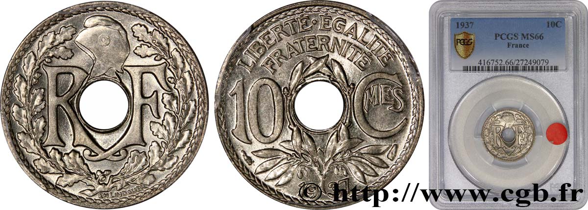 10 centimes Lindauer 1937  F.138/24 ST66 PCGS