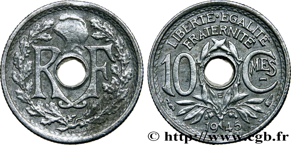 10 centimes Lindauer, petit module 1945 Beaumont-Le-Roger F.143/3 XF45 