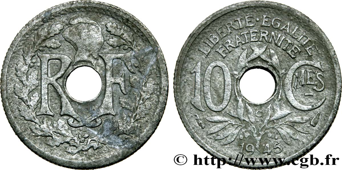 10 centimes Lindauer, petit module  1945 Castelsarrasin F.143/4 TB25 
