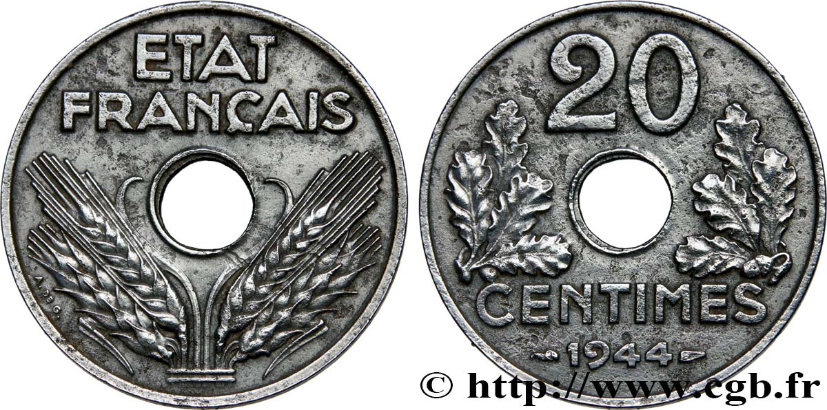20 centimes fer 1944  F.154/3 BB45 