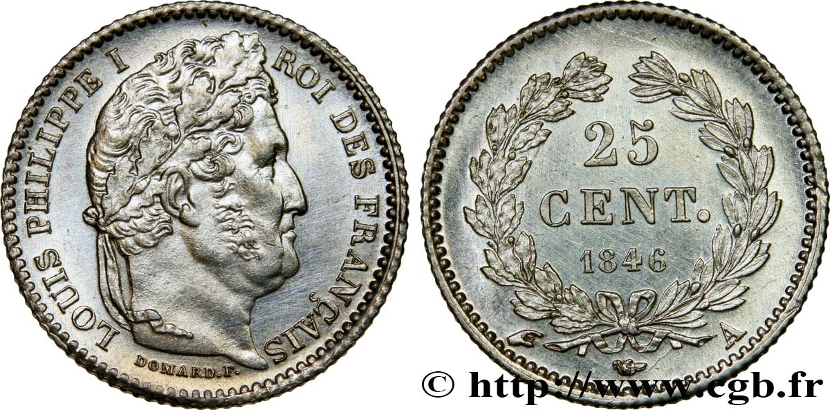 25 centimes Louis-Philippe 1846 Paris F.167/5 VZ62 
