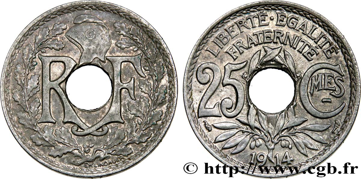 25 centimes Lindauer, Cmes souligné 1914  F.170/2 TTB50 