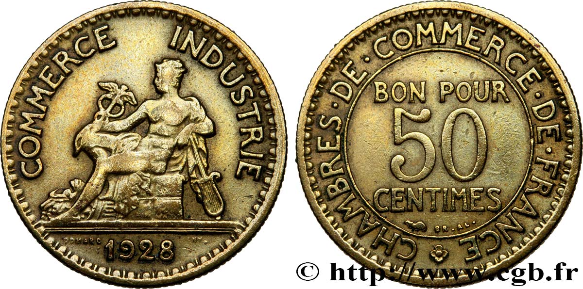 50 centimes Chambres de Commerce 1928 Paris F.191/10 TB 