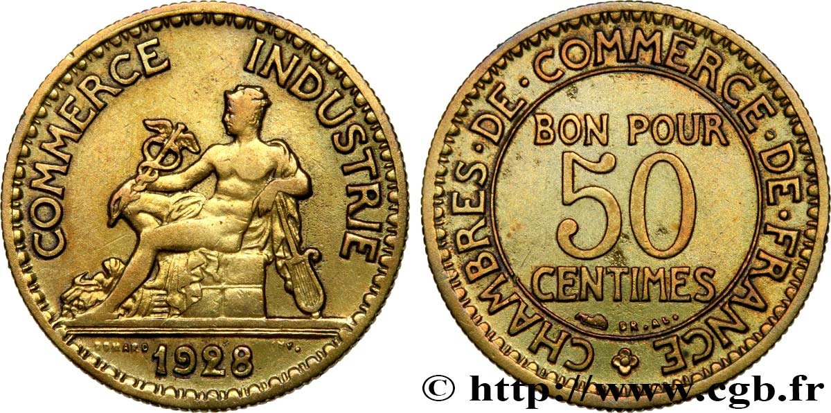 50 centimes Chambres de Commerce 1928 Paris F.191/10 TB35 