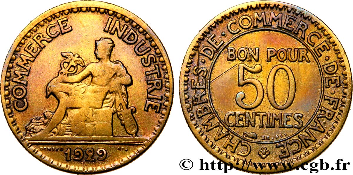 50 centimes Chambres de Commerce 1929 Paris F.191/11 S 