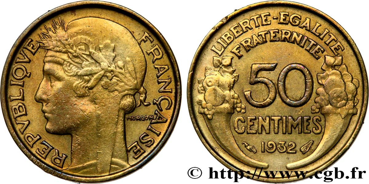 50 centimes Morlon, sans raisin ni fruit, 9 et 2 ouverts 1932  F.192/8 S35 