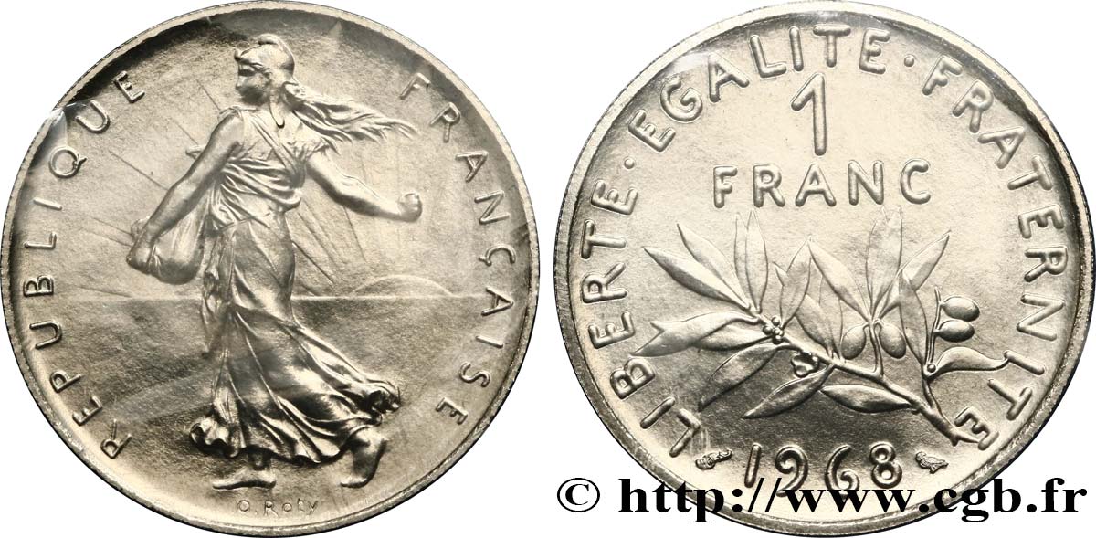 1 franc Semeuse, nickel 1968 Paris F.226/13 MS68 