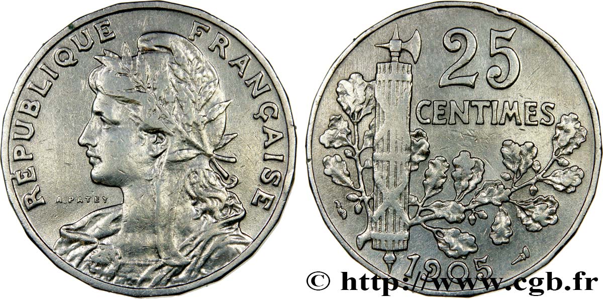 25 centimes Patey, 2e type 1905  F.169/3 TTB40 